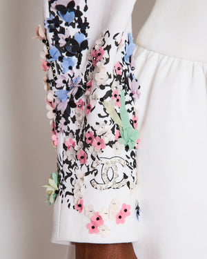Chanel 22/C White Off-Shoulder Sequin CC Sleeve Bustier Dress Size FR 36 (UK 8)