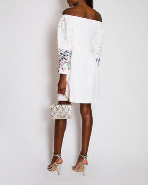 Chanel 22/C White Off-Shoulder Sequin CC Sleeve Bustier Dress Size FR 36 (UK 8)