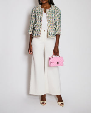 Chanel 25/C White High-Waist Tweed Trousers with Logo Button Detail Size FR 34 (UK 6)