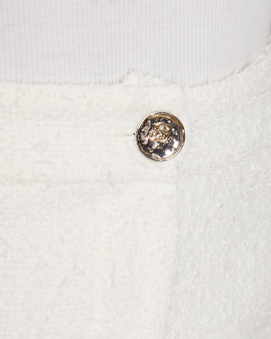 Chanel 25/C White High-Waist Tweed Trousers with Logo Button Detail Size FR 34 (UK 6)