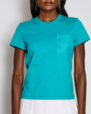 Hermès Turquoise H Logo Print T-Shirt Size FR 36 (UK 8)