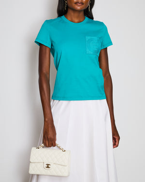 Hermès Turquoise H Logo Print T-Shirt Size FR 36 (UK 8)