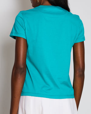 Hermès Turquoise H Logo Print T-Shirt Size FR 36 (UK 8)