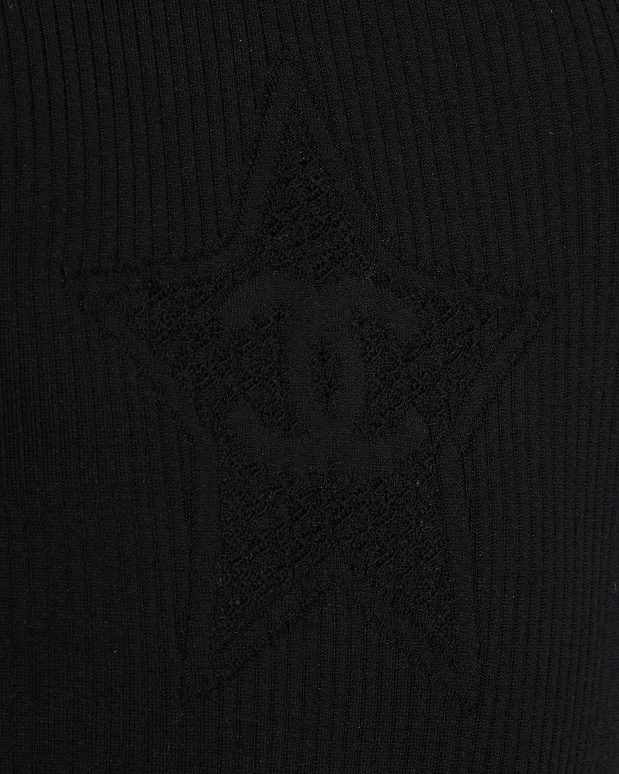 Chanel 24/C Black Ribbed Star CC Vest Top Size FR 36 (UK 8)