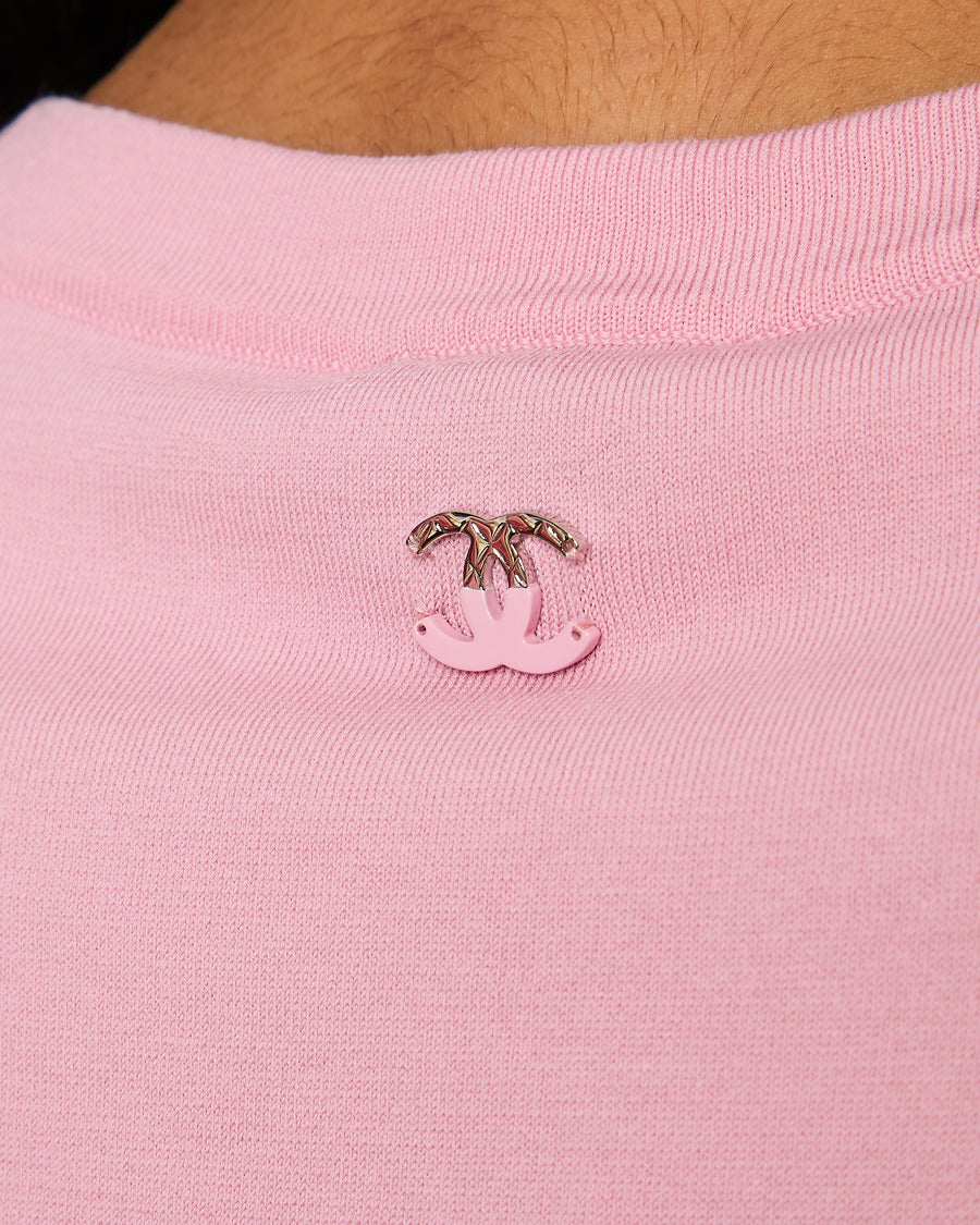 Chanel Pink Love Heart CC Short Sleeve T-Shirt Size FR 36 (UK 8)