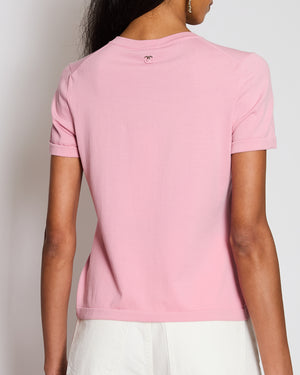 Chanel Pink Love Heart CC Short Sleeve T-Shirt Size FR 36 (UK 8)