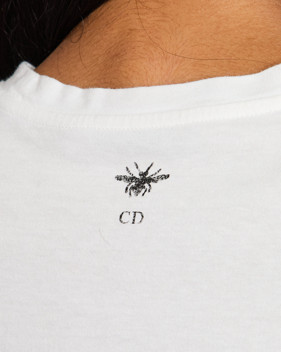 Christian Dior White Floral Print Logo T-Shirt Size FR 36 (UK 8)