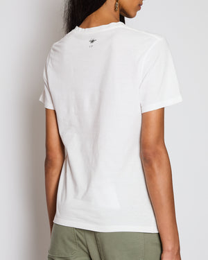 Christian Dior White Floral Print Logo T-Shirt Size FR 36 (UK 8)