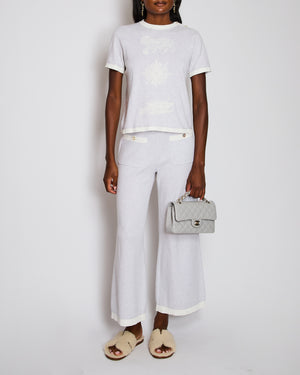 Chanel 22/C Grey Short Sleeve Lion Logo Top with Matching Trousers Size FR 34/36 (UK 6/8)