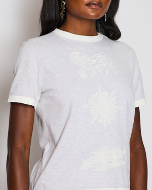 Chanel 22/C Grey Short Sleeve Lion Logo Top with Matching Trousers Size FR 34/36 (UK 6/8)