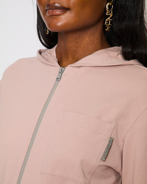 Brunello Cucinelli Pink Hooded Tracksuit Set with Silver Detail Size IT 40 (UK 8)