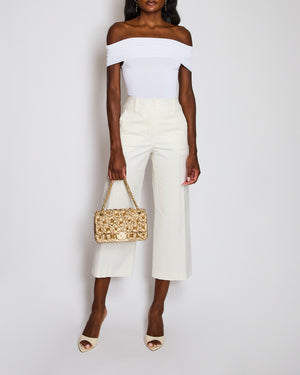 Hermès White Straight-Leg Cropped Trousers Size FR 36 (UK 8)