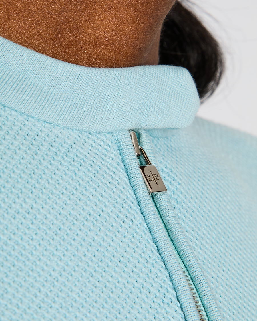 Loro Piana Blue Collarless Waffle Long Sleeve Jacket with Matching Trouser Set Size IT 42 (UK 10)
