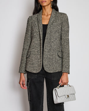 Loro Piana Black Herringbone Single Breasted Blazer Size IT 40 (UK 8)