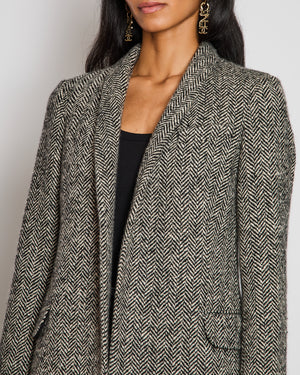 Loro Piana Black Herringbone Single Breasted Blazer Size IT 40 (UK 8)
