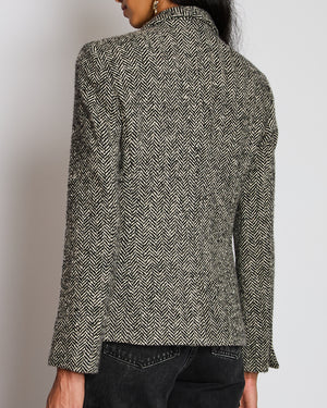 Loro Piana Black Herringbone Single Breasted Blazer Size IT 40 (UK 8)