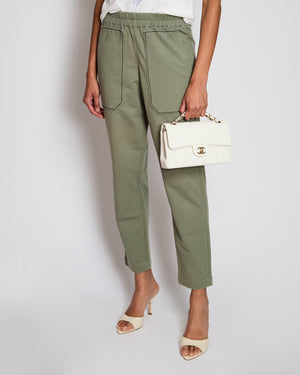 Brunello Cucinelli Khaki Tracksuit Pants with Embellished Trim Detail Size IT 36 (UK 4)