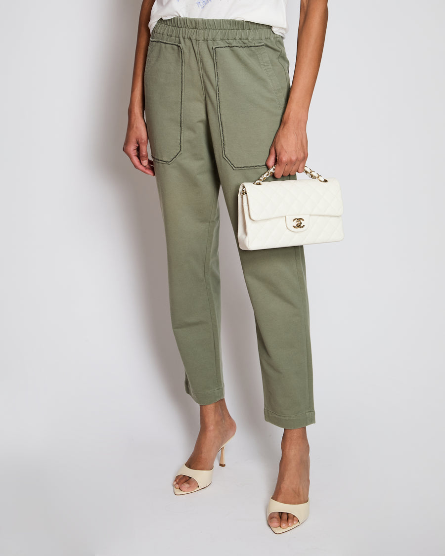 Brunello Cucinelli Khaki Tracksuit Pants with Embellished Trim Detail Size IT 36 (UK 4)