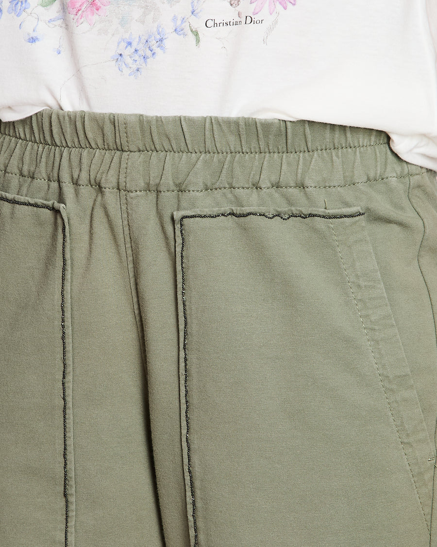 Brunello Cucinelli Khaki Tracksuit Pants with Embellished Trim Detail Size IT 36 (UK 4)