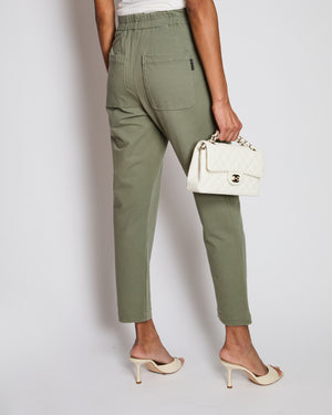 Brunello Cucinelli Khaki Tracksuit Pants with Embellished Trim Detail Size IT 36 (UK 4)