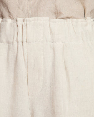 Brunello Cucinelli Beige Linen Trousers with Embellished Trim Detail Size IT 38 (UK 6)