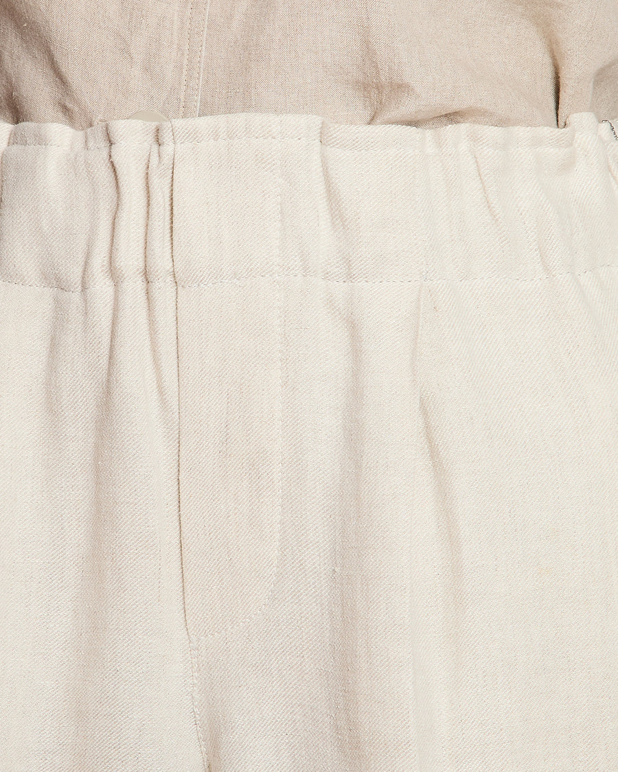 Brunello Cucinelli Beige Linen Trousers with Embellished Trim Detail Size IT 38 (UK 6)