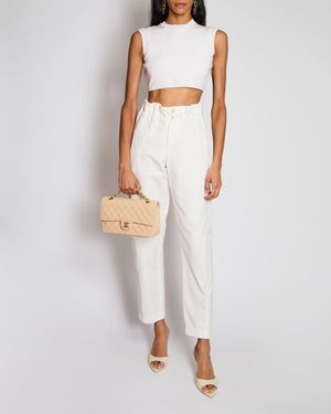 Brunello Cucinelli White Straight-Leg Trouser with Leg Pocket Detail Size IT 34 (UK 2)