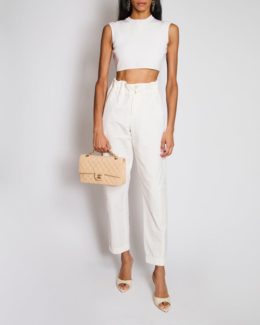 Brunello Cucinelli White Straight-Leg Trouser with Leg Pocket Detail Size IT 34 (UK 2)