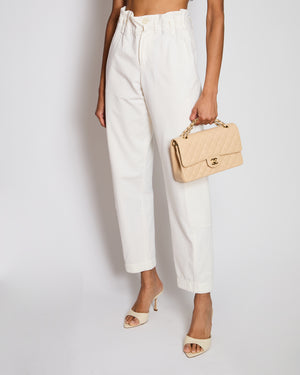 Brunello Cucinelli White Straight-Leg Trouser with Leg Pocket Detail Size IT 34 (UK 2)