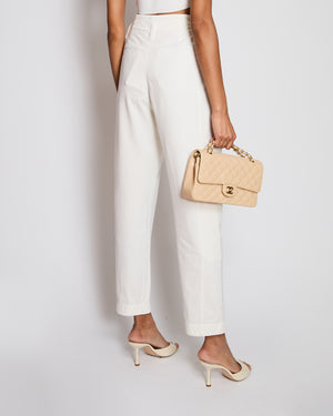 Brunello Cucinelli White Straight-Leg Trouser with Leg Pocket Detail Size IT 34 (UK 2)