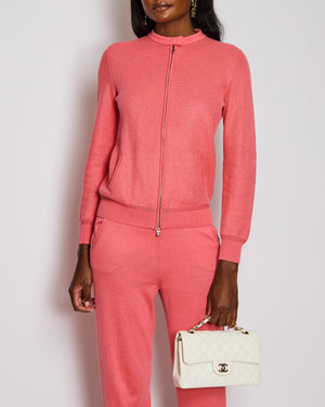 Loro Piana Coral Collarless Waffle Long Sleeve Jacket with Matching Trouser Set Size IT 40 (UK 8)