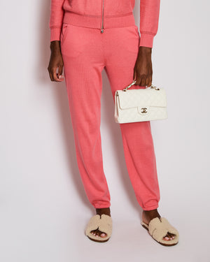 Loro Piana Coral Collarless Waffle Long Sleeve Jacket with Matching Trouser Set Size IT 40 (UK 8)