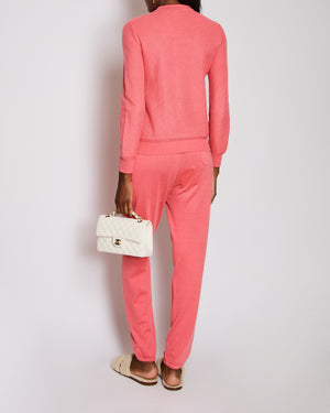 Loro Piana Coral Collarless Waffle Long Sleeve Jacket with Matching Trouser Set Size IT 40 (UK 8)