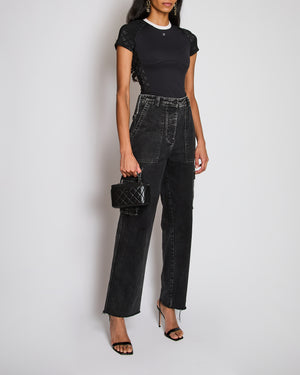 Miu Miu Washed Black Logo High-Waist Pocketed Jeans Size IT 36 (UK 4)
