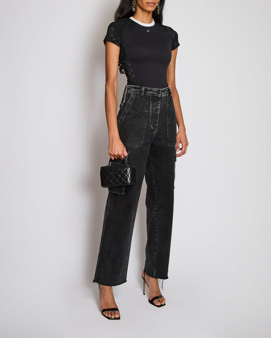 Miu Miu Washed Black Logo High-Waist Pocketed Jeans Size IT 36 (UK 4)