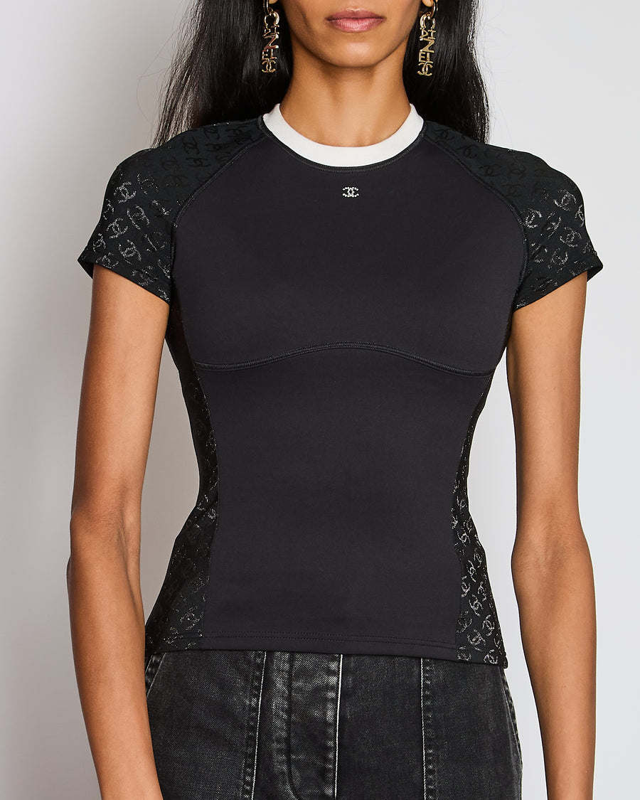 Chanel 24/C Black CC Scuba Top Size FR 36 (UK 8)