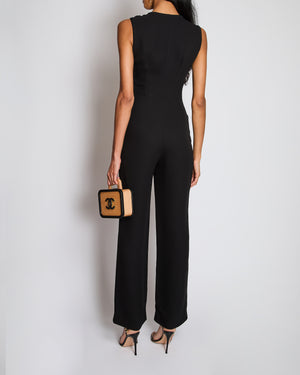 Chanel Black Sleeveless Jumpsuit with CC Button, Pocket and Neck Tie Detail Size FR 34 (UK 6)
