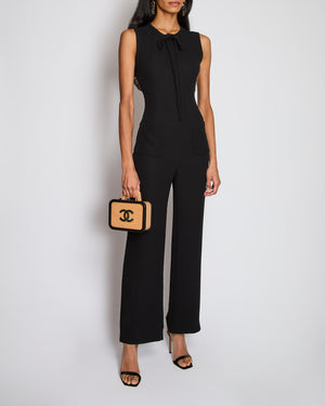 Chanel Black Sleeveless Jumpsuit with CC Button, Pocket and Neck Tie Detail Size FR 34 (UK 6)