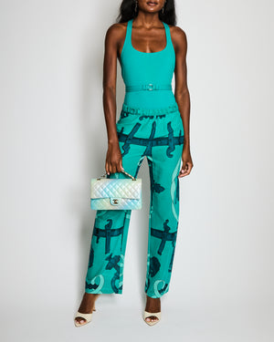 Hermès One-Piece Swimsuit with Belt and Stud Detail in Vert Tourmaline Size FR 38 (UK 10)