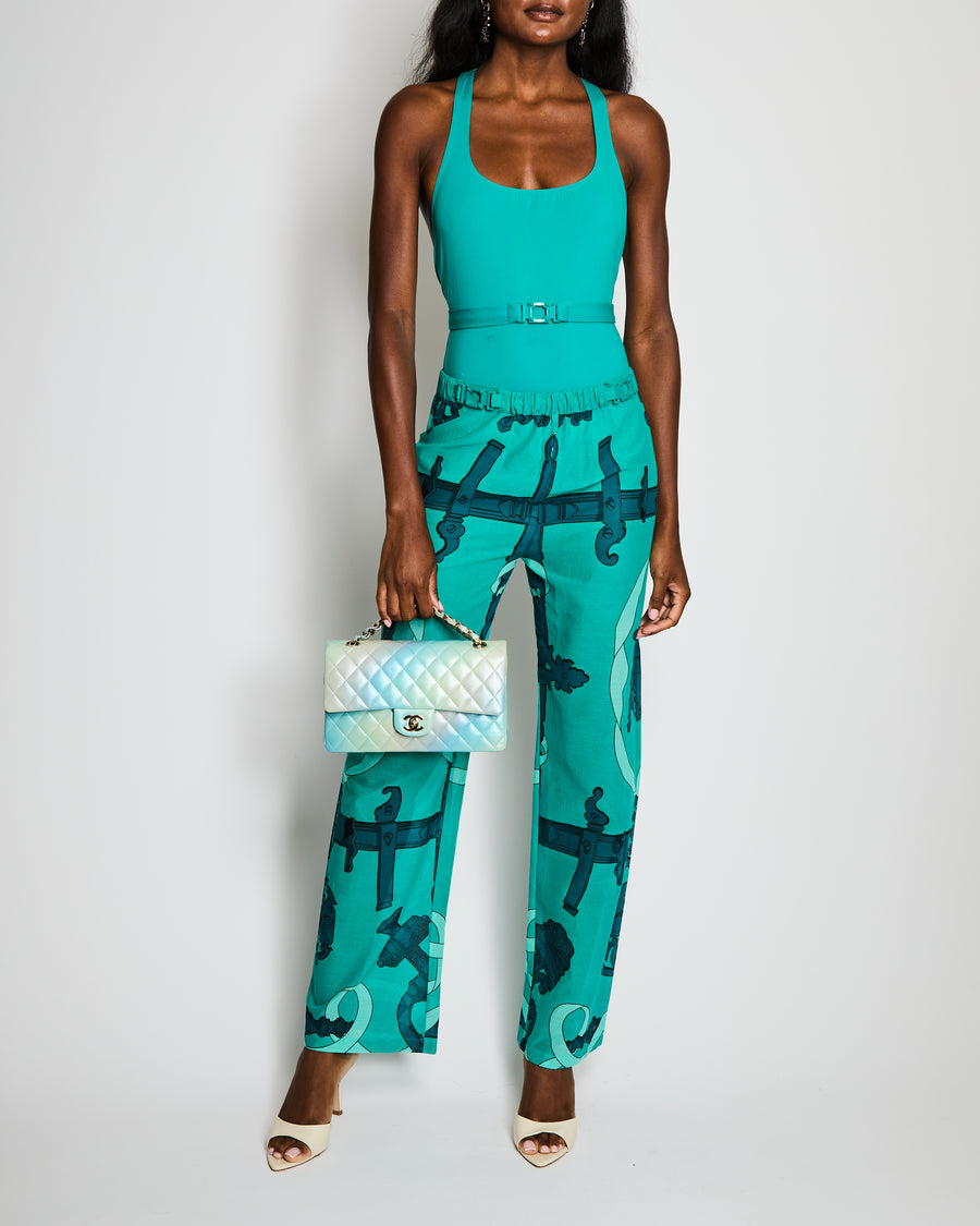Hermès One-Piece Swimsuit with Belt and Stud Detail in Vert Tourmaline Size FR 38 (UK 10)