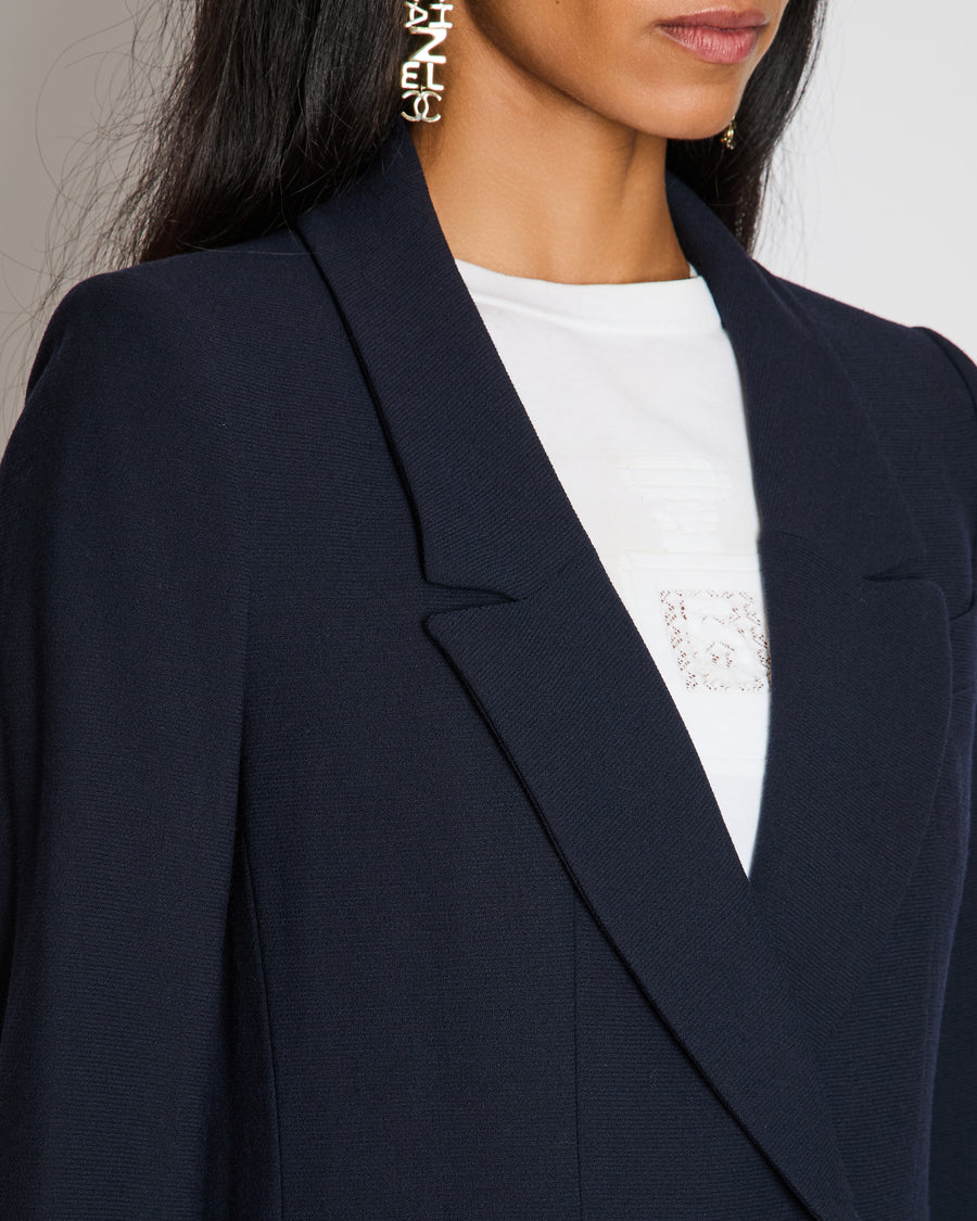 Chanel 95C Navy Blazer with CC Button Detail FR Size FR 38 (UK 10)