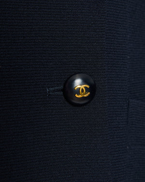Chanel 95C Navy Blazer with CC Button Detail FR Size FR 38 (UK 10)