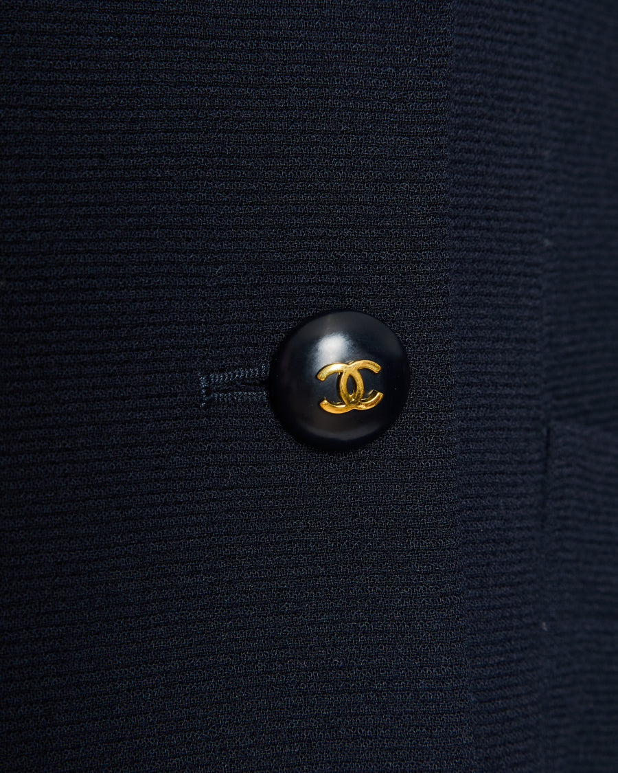Chanel 95C Navy Blazer with CC Button Detail FR Size FR 38 (UK 10)