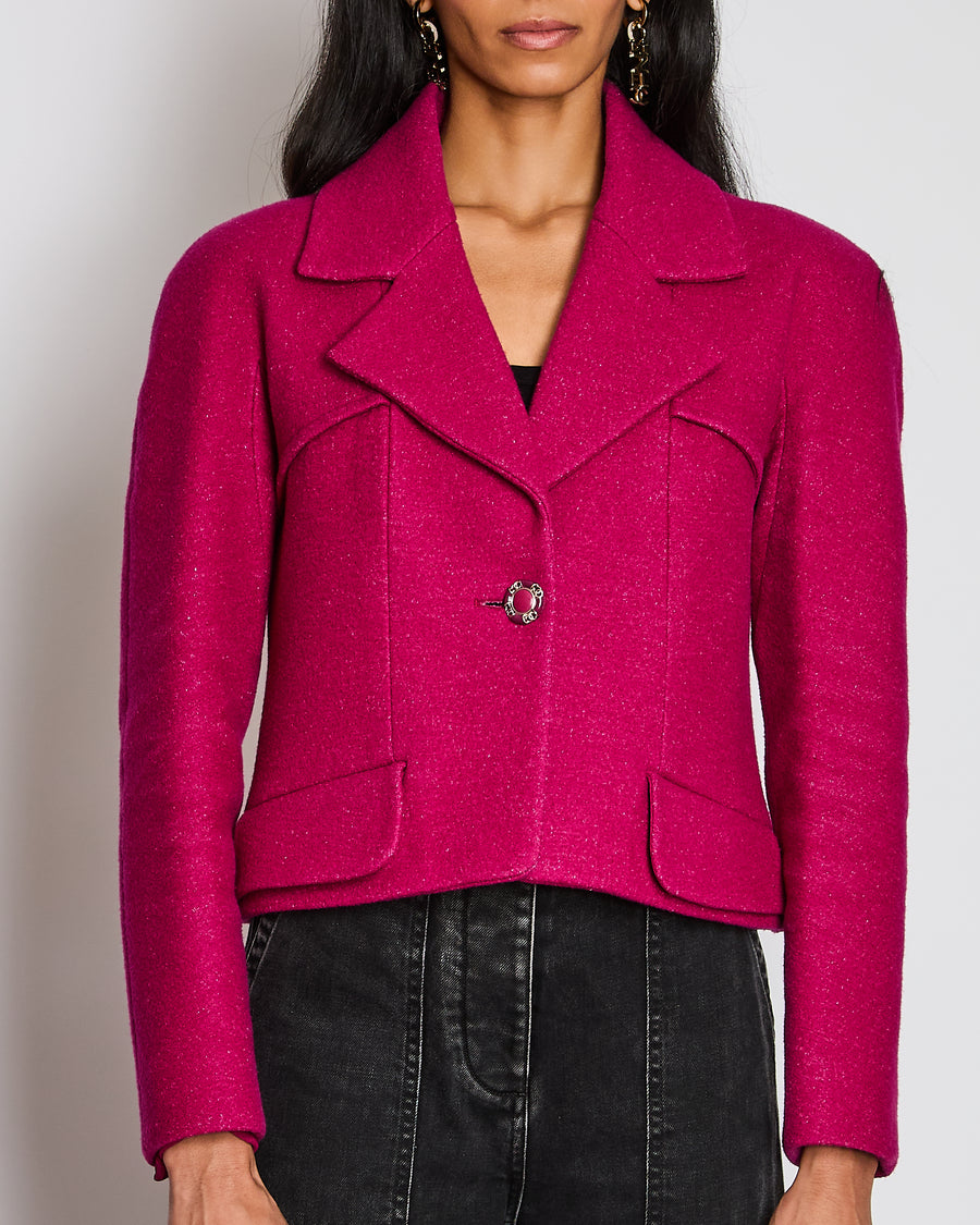 Chanel 18/B Raspberry Raglan Cropped Jacket Size FR 42 (UK 14)