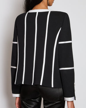 Chanel 20/A Black Métiers d’art Collarless Button Down Jacket Size FR 44 (UK 16)