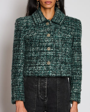 Chanel 18/K Forest Green Cropped Button Down Cashmere Jacket Size FR 44 (UK 16)