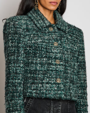 Chanel 18/K Forest Green Cropped Button Down Cashmere Jacket Size FR 44 (UK 16)