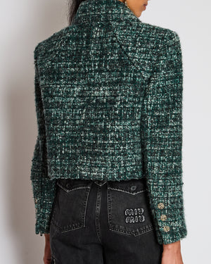 Chanel 18/K Forest Green Cropped Button Down Cashmere Jacket Size FR 44 (UK 16)