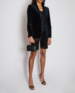 Chanel Navy Velvet Smoking Jacket with Lapel Detail Size FR 42 (UK 14)