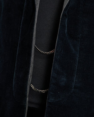 Chanel Navy Velvet Smoking Jacket with Lapel Detail Size FR 42 (UK 14)